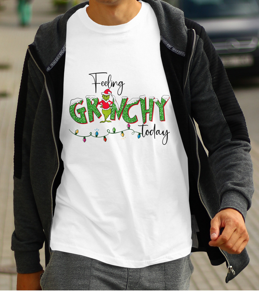 Feeling Grinchy Today Christmas Lights Holiday Festive T-Shirt