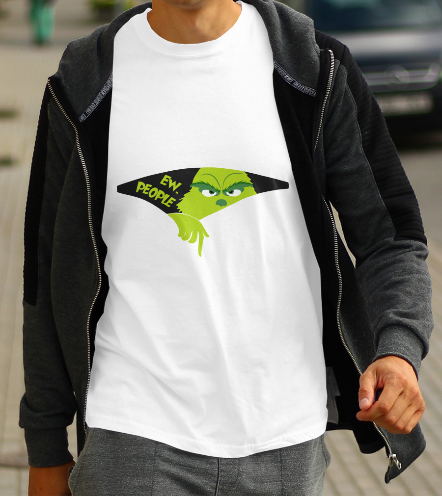 Ew People Grinch Face Peeking Out T-Shirt