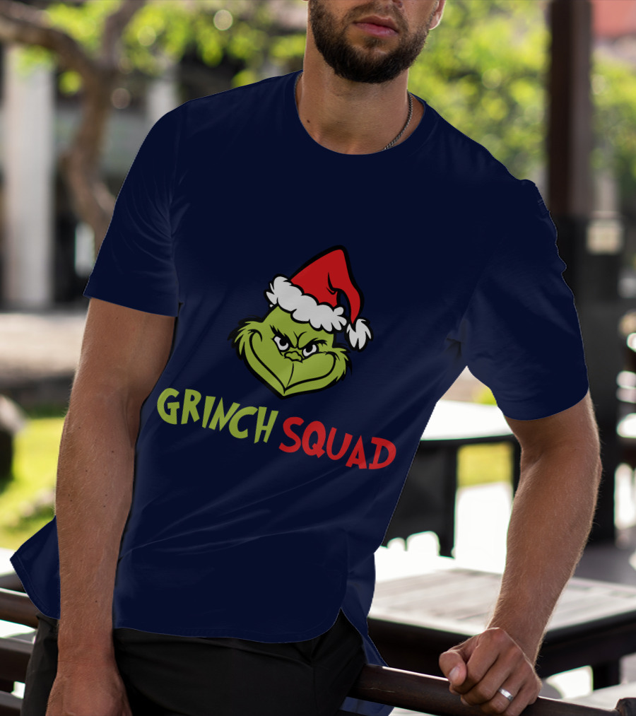 Grinch Squad Merry Christmas Santa Hat T-Shirt