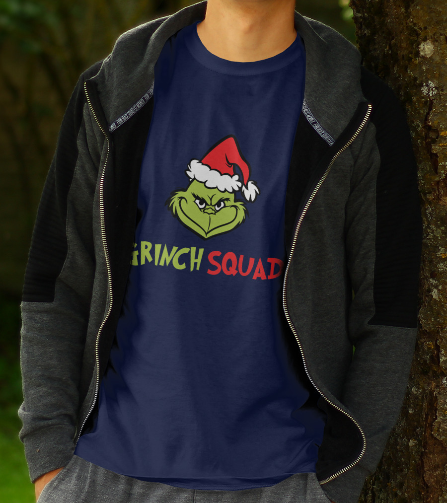Grinch Squad Merry Christmas Santa Hat T-Shirt