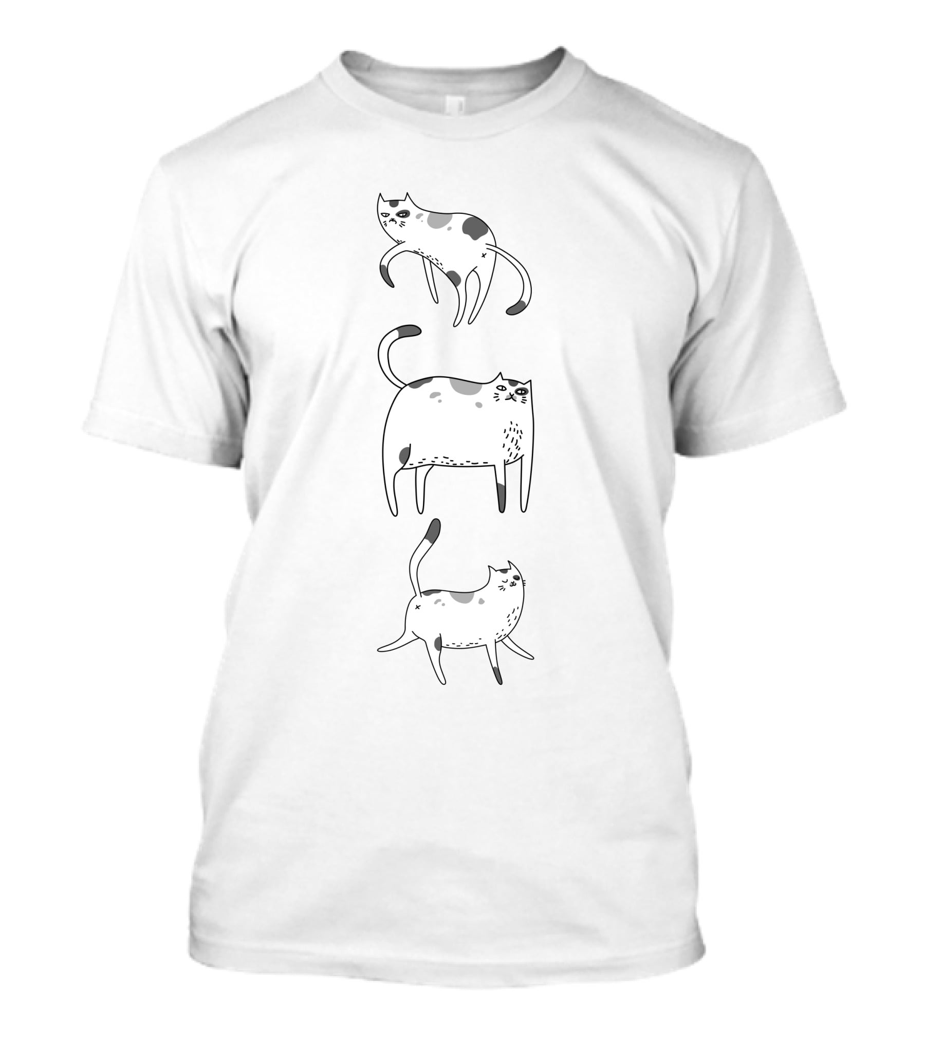 Three Cat Whimsical Minimalist T-Shirt