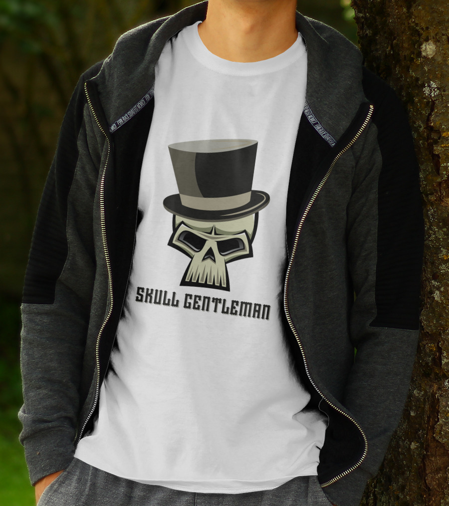 Skull Gentleman Noble Top Hat T-Shirt