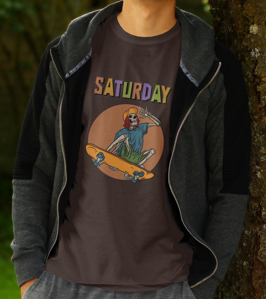 SATURDAY Skeleton Skateboarder Vibe T-Shirt