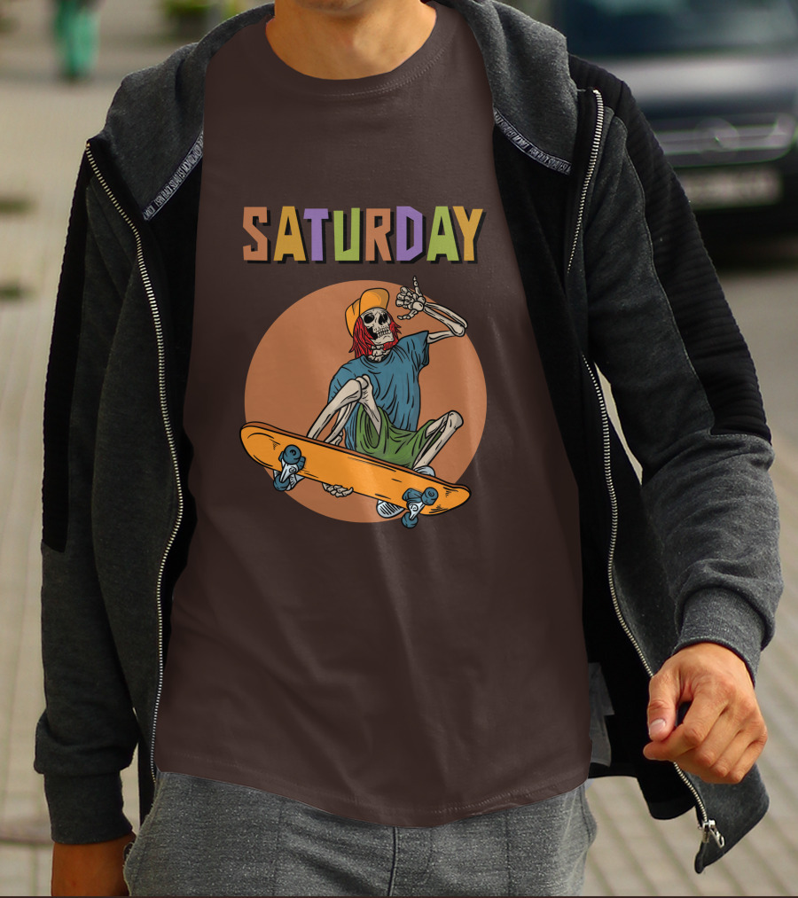 SATURDAY Skeleton Skateboarder Vibe T-Shirt