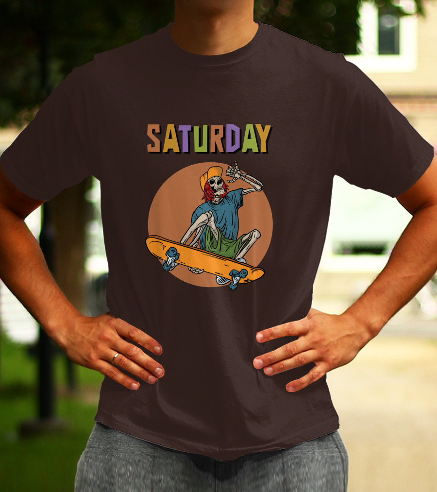 SATURDAY Skeleton Skateboarder Vibe T-Shirt