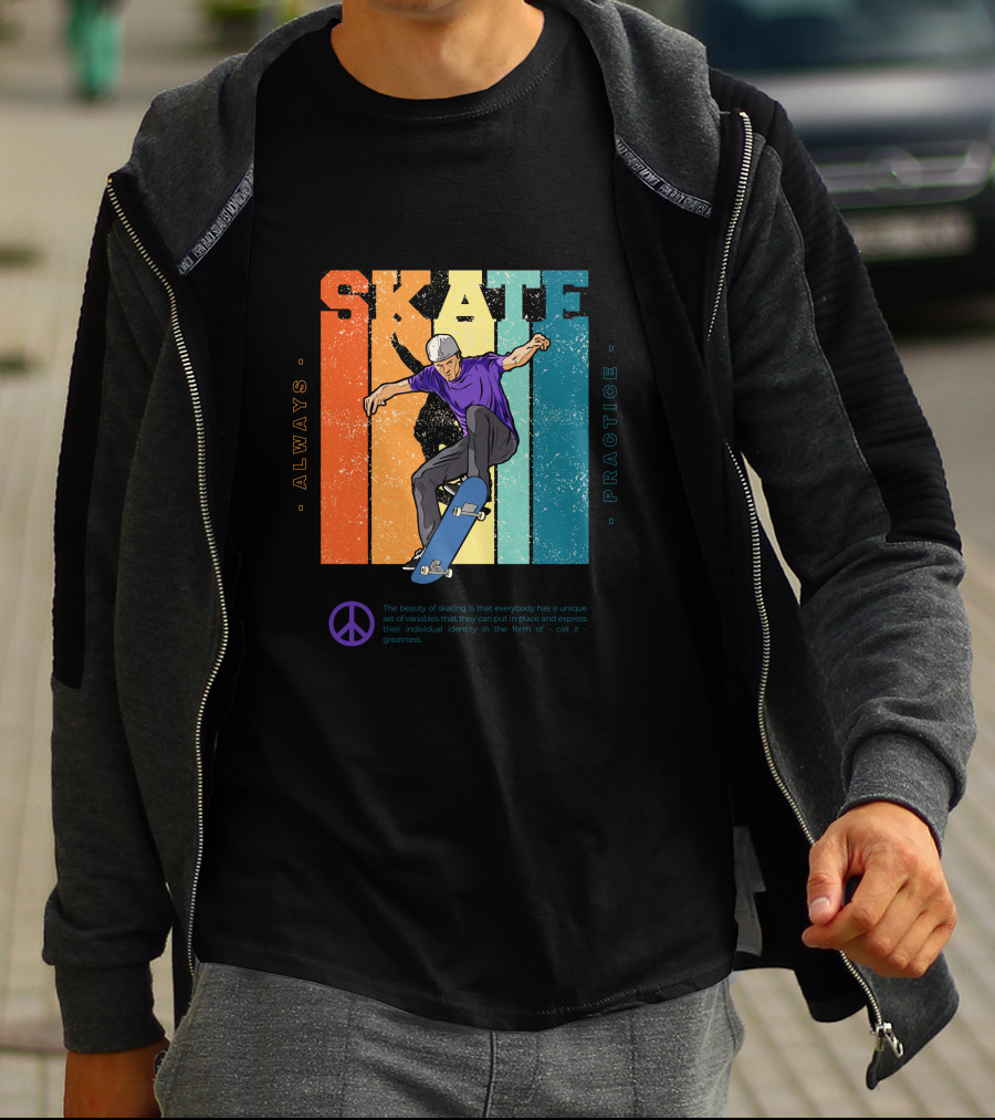 Always Practice Skateboarding With Peace T-Shirt