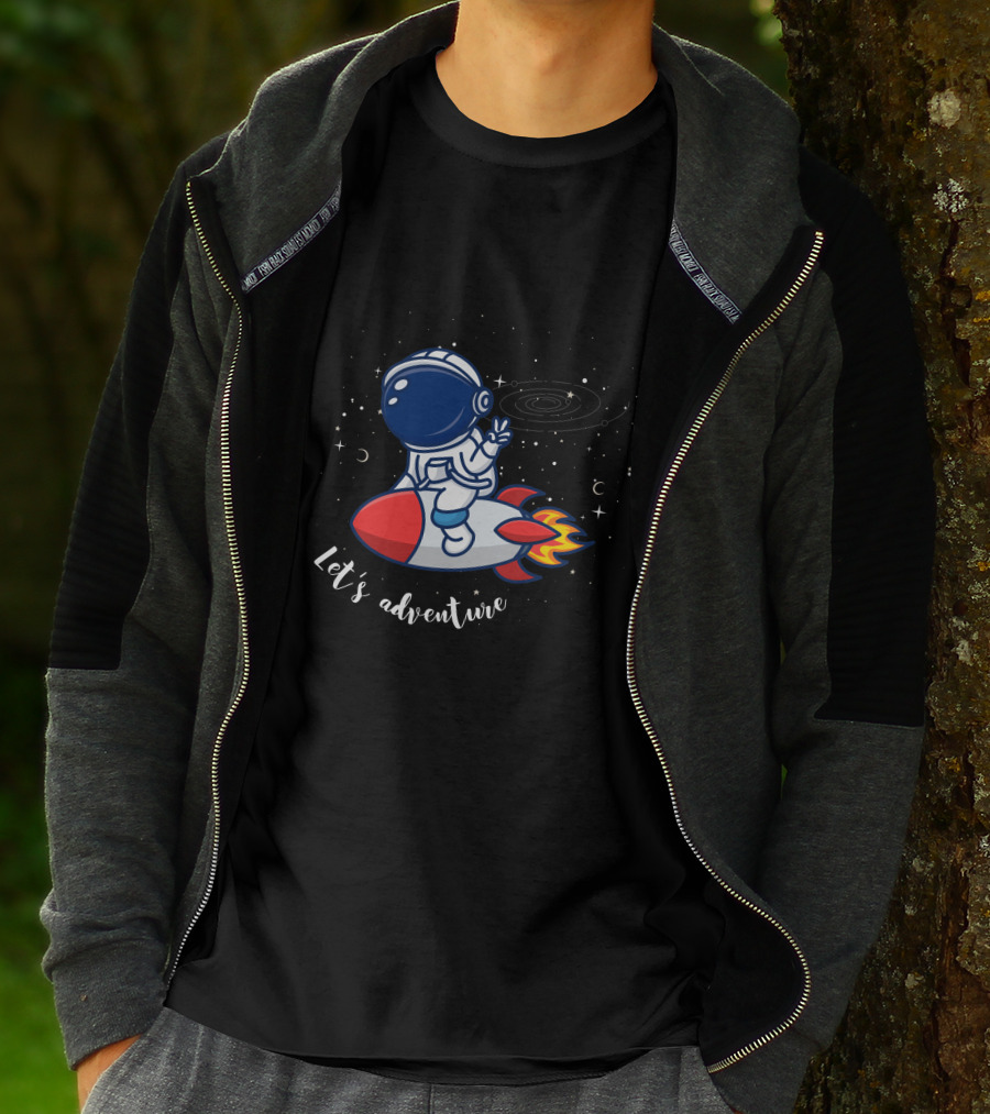 Cute Astronaut Let's Adventure Rocket Galaxy T-Shirt