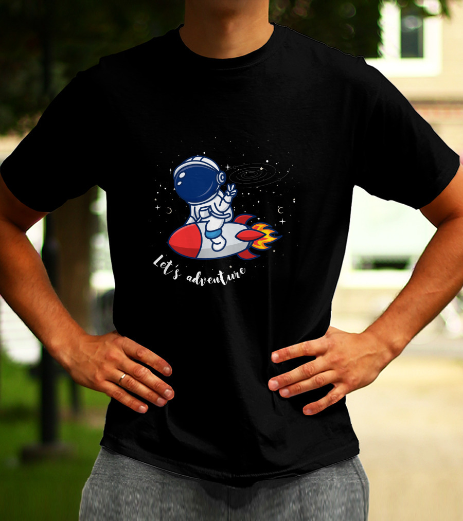 Cute Astronaut Let's Adventure Rocket Galaxy T-Shirt