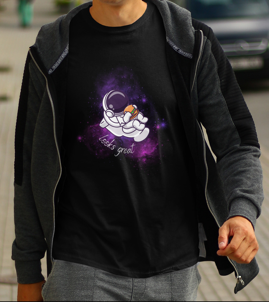 Astronaut Looks Great With Burger In Space T-Shirt