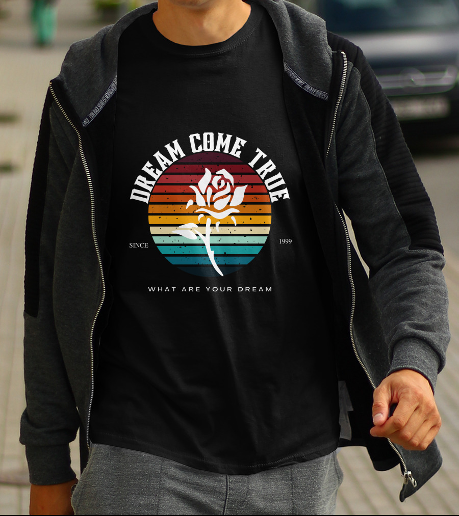 Dream Come True What Are Your Dream Since 1999 Rose Retro Stripes T-Shirt