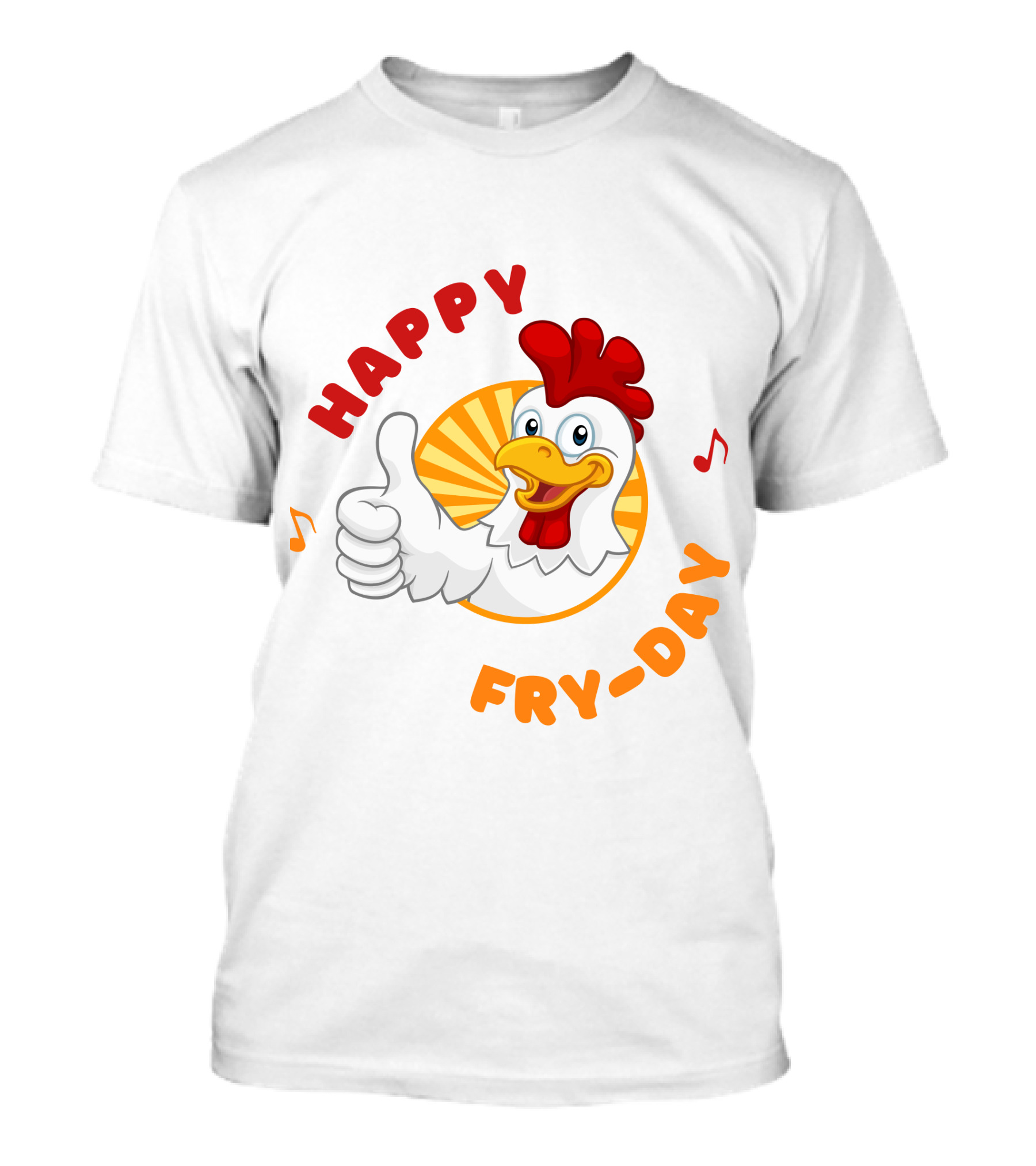 HAPPY FRY-DAY Chicken Thumbs Up With Musical Notes T-Shirt