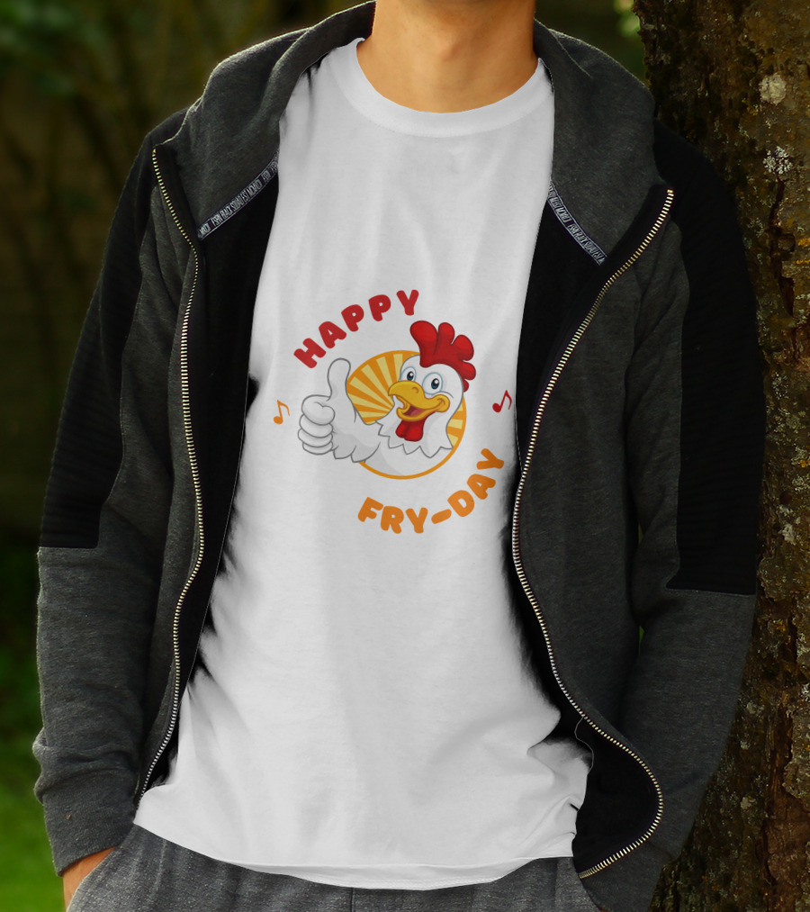 HAPPY FRY-DAY Chicken Thumbs Up With Musical Notes T-Shirt
