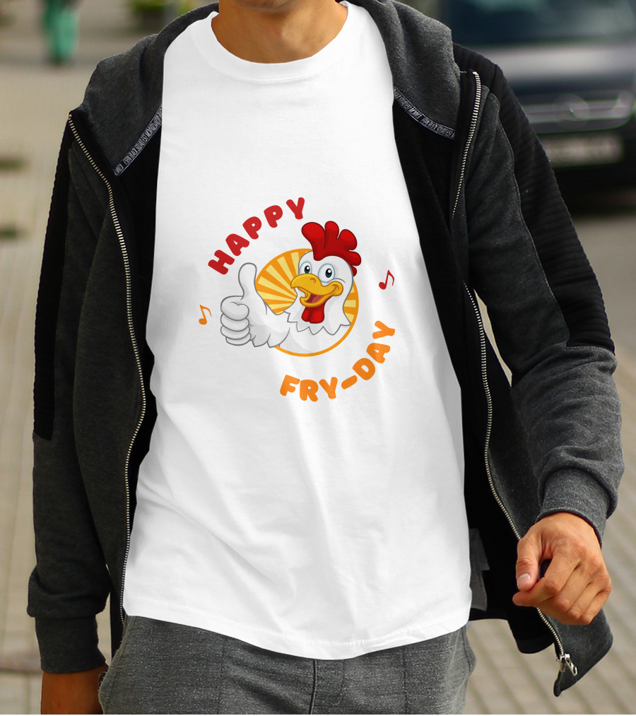 HAPPY FRY-DAY Chicken Thumbs Up With Musical Notes T-Shirt