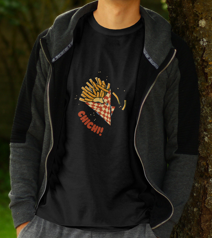 CHI CHI French Fries Cone Explosion Checkered Wrapper T-Shirt