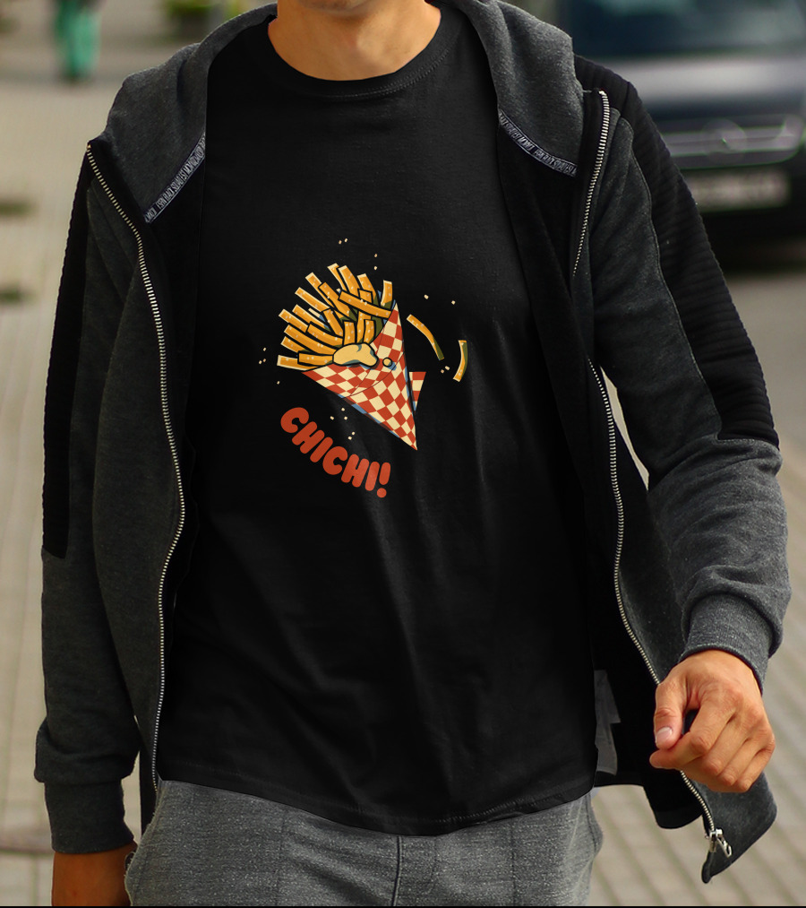 CHI CHI French Fries Cone Explosion Checkered Wrapper T-Shirt