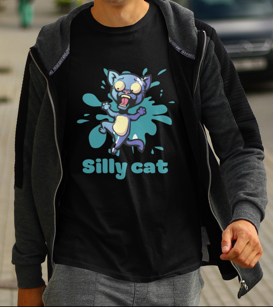 Playful Silly Cat With Cartoon Splash Effect T-Shirt