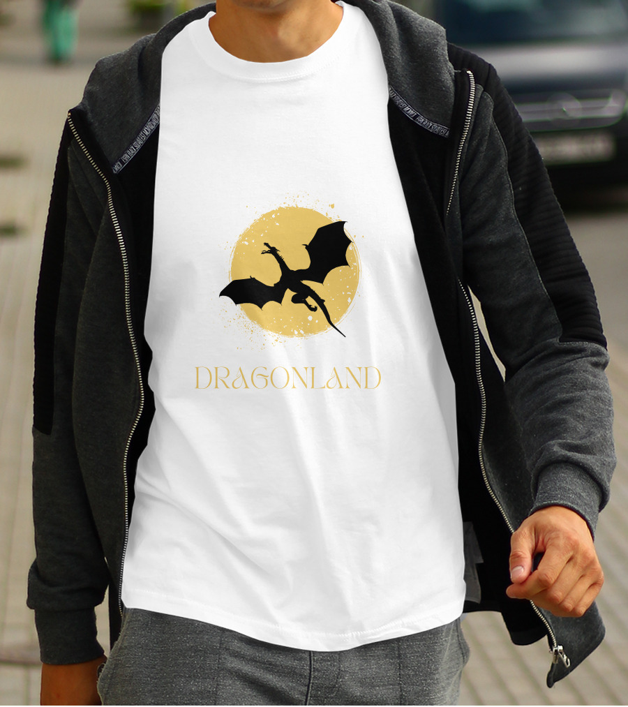 Dragonland Silhouette Against Moon T-Shirt
