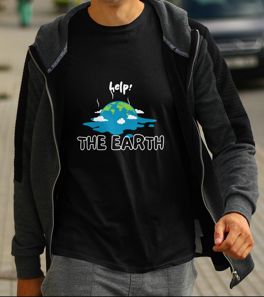 Help The Earth Melting Globe Clouds T-Shirt