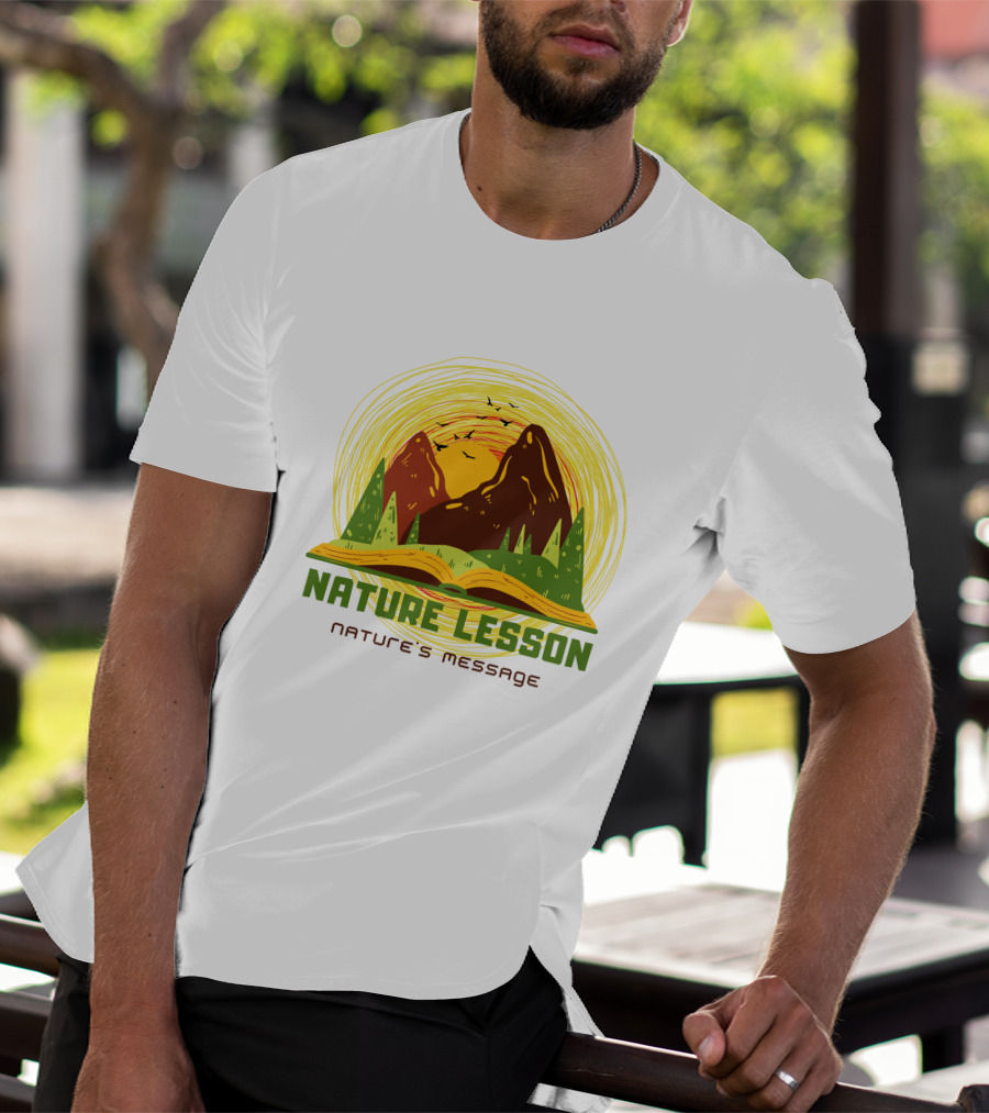 Nature Lesson Nature's Message Open Book With Mountains And Trees T-Shirt