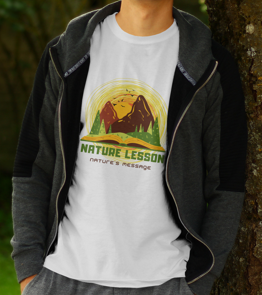Nature Lesson Nature's Message Open Book With Mountains And Trees T-Shirt