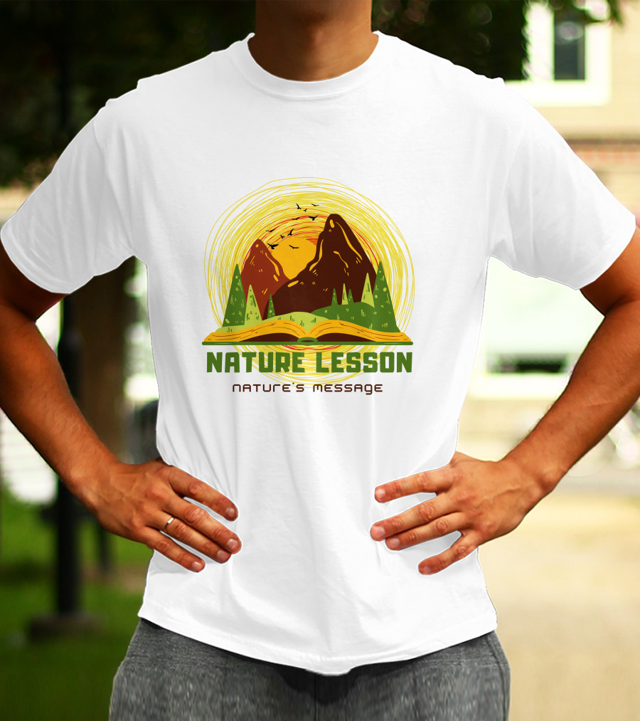 Nature Lesson Nature's Message Open Book With Mountains And Trees T-Shirt