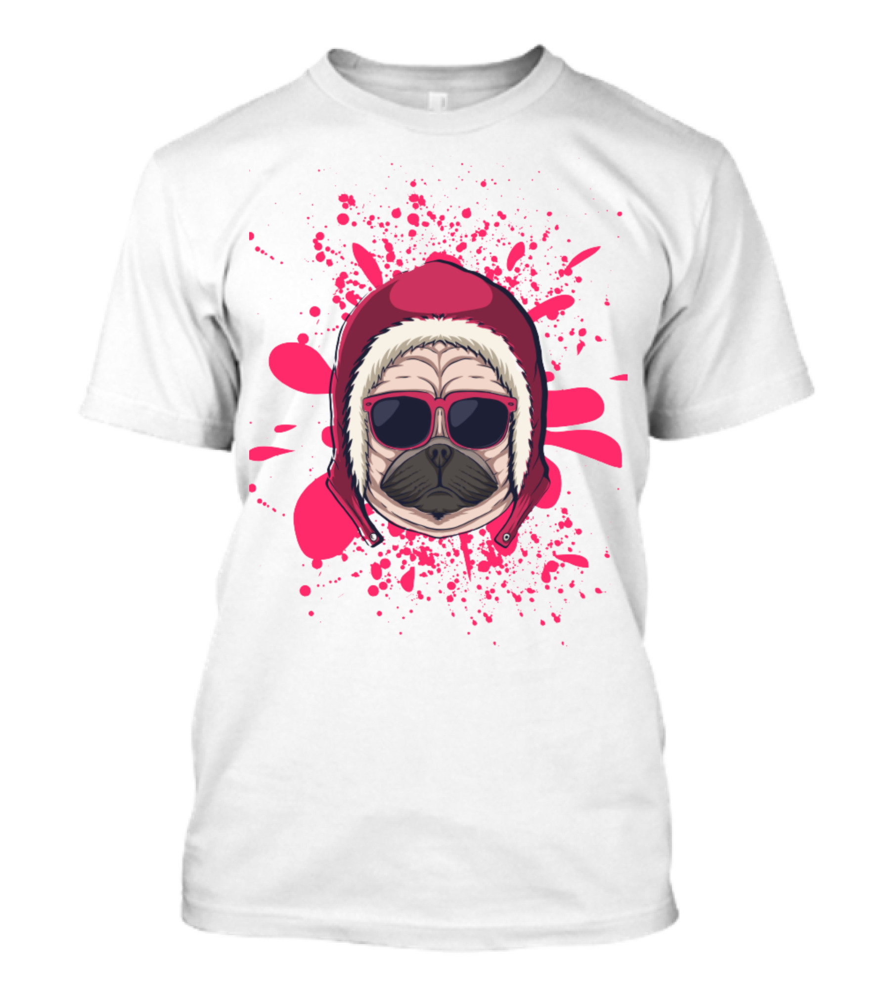 Pink Dog In Hood With Sunglasses T-Shirt