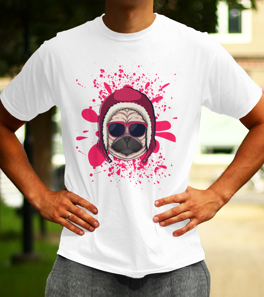 Pink Dog In Hood With Sunglasses T-Shirt