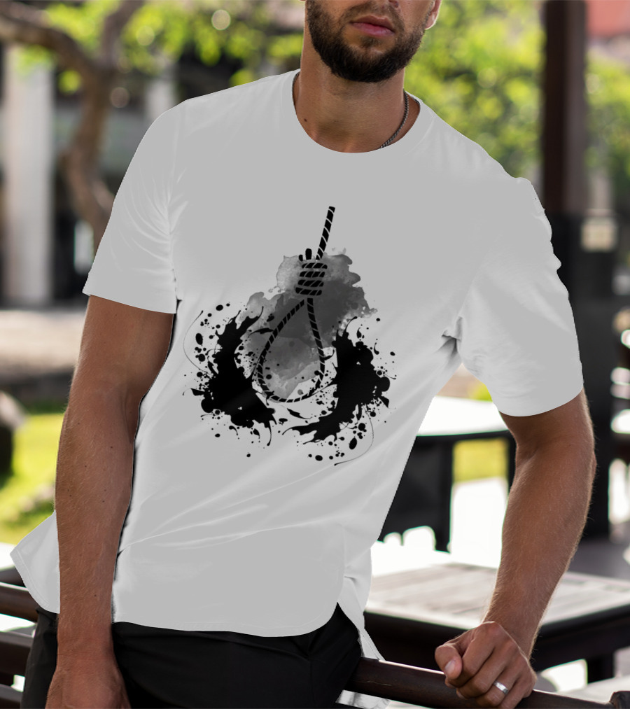 Rope Black And White Abstract Ink Splatter T-Shirt