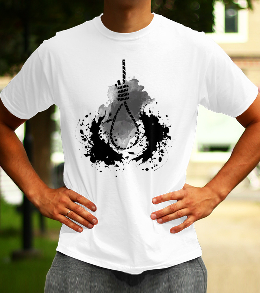Rope Black And White Abstract Ink Splatter T-Shirt