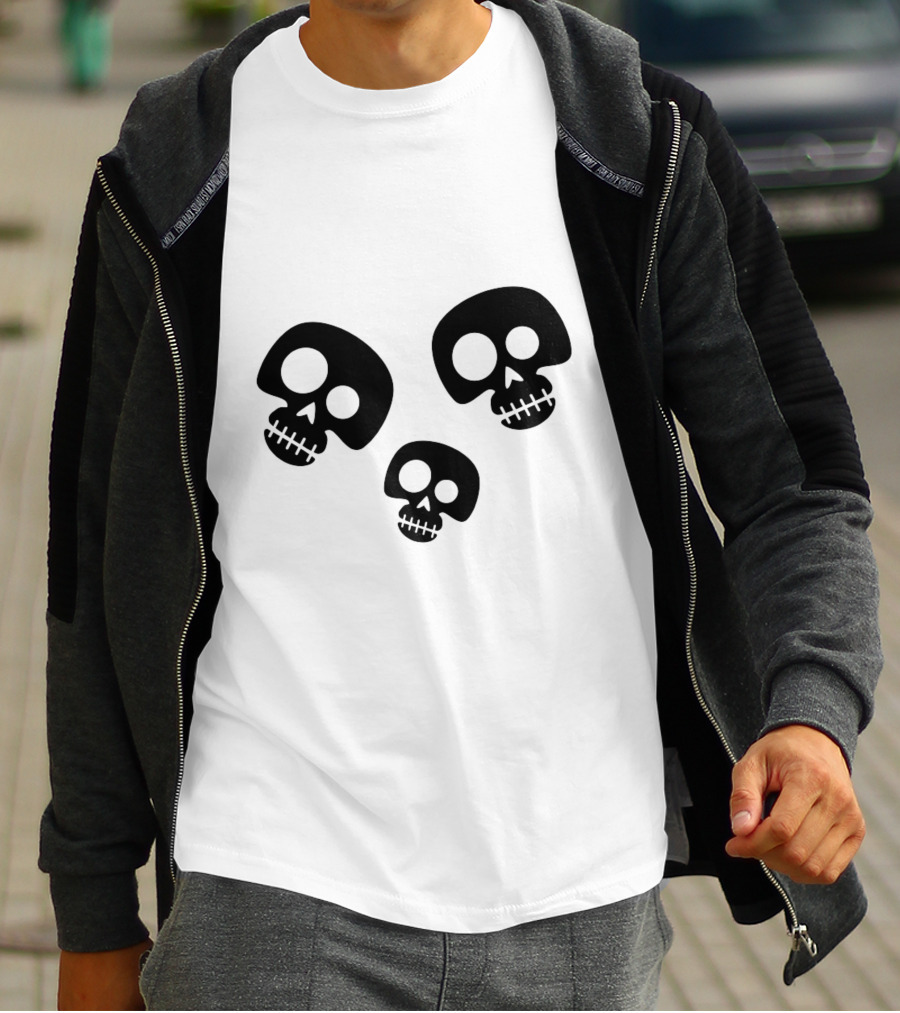 Skull Cute Trio Playful Black And White Skulls T-Shirt