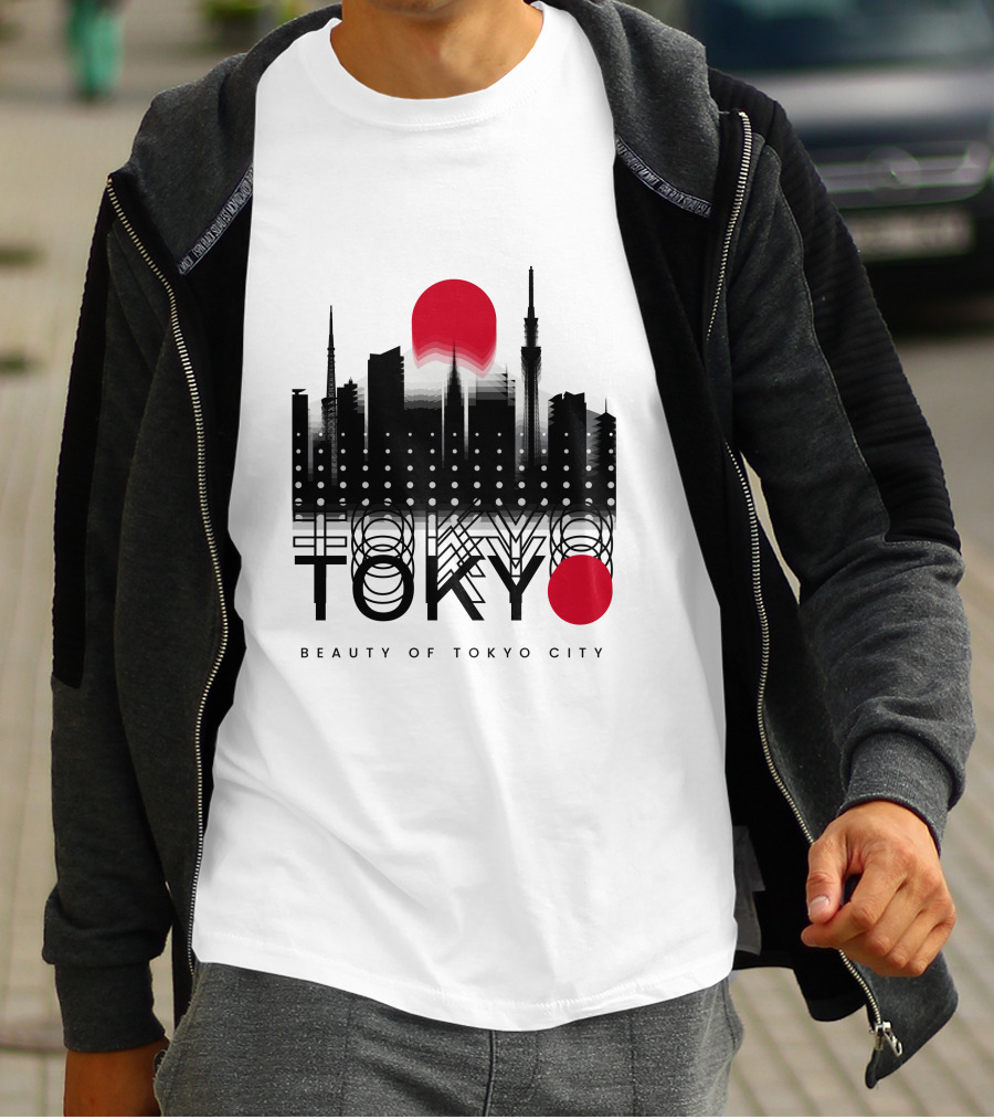 Tokyo Beauty Of Tokyo City Skyline Red Sun T-Shirt