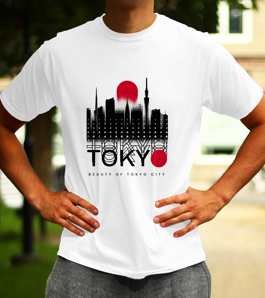 Tokyo Beauty Of Tokyo City Skyline Red Sun T-Shirt