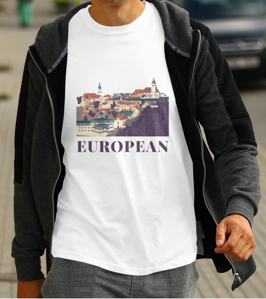 European Scenic Village Architecture Panorama T-Shirt
