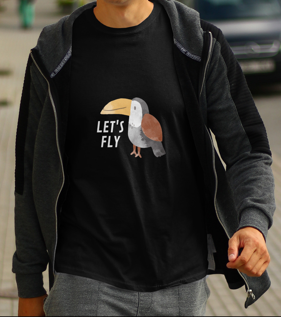 LET'S FLY TOUCAN BIRD MOTIF T-Shirt