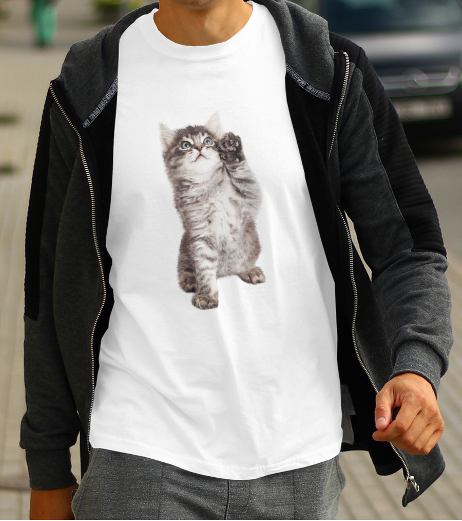 Cat Cute Playful Kitten Paw Lift T-Shirt