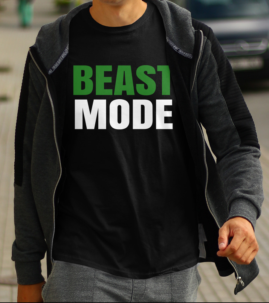 BEAST Mode Word Green Text Sports Motivation T-Shirt