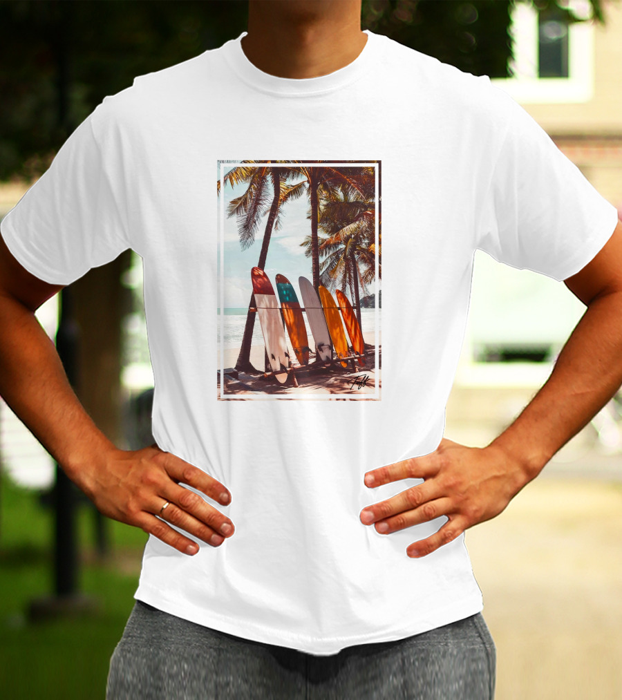 Tuff Surfboards Tropical Palm Beach Scene T-Shirt