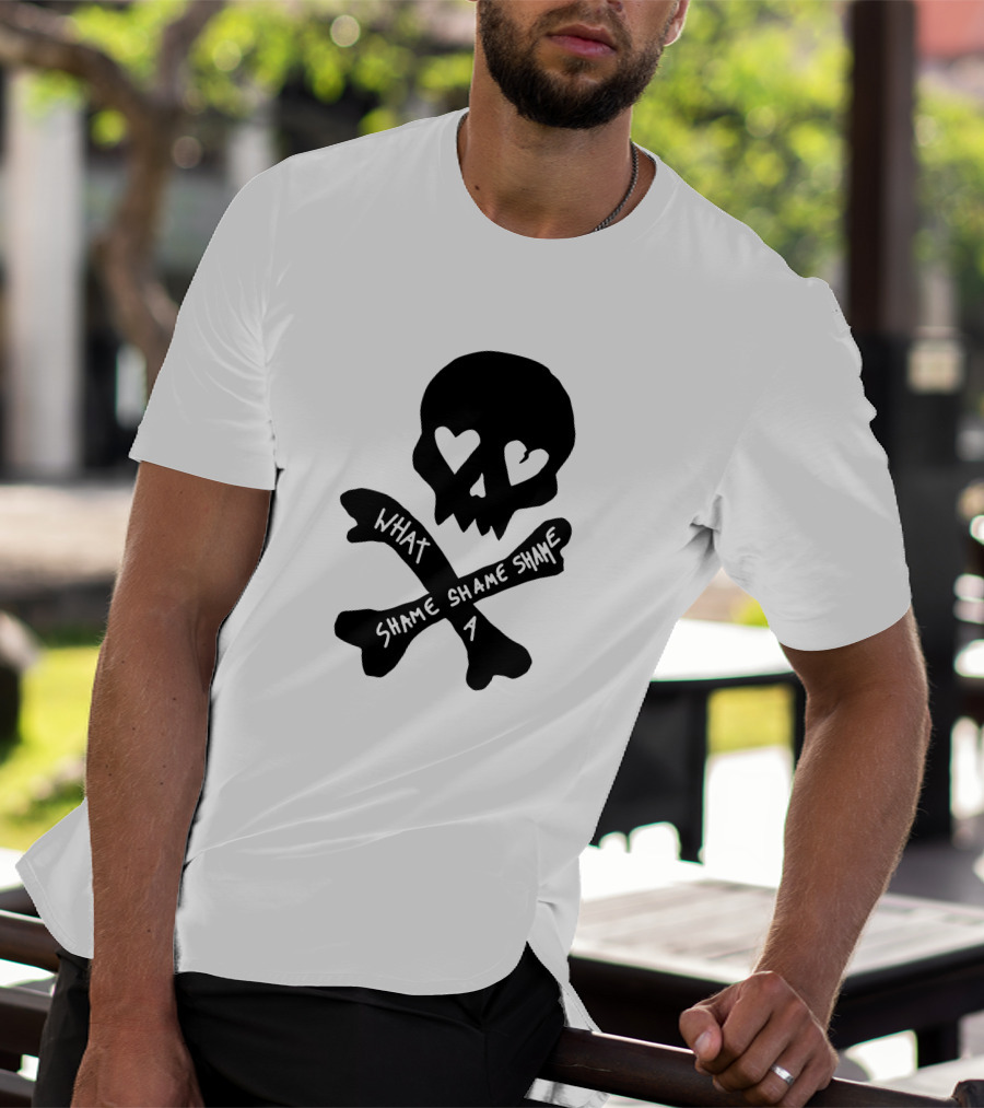 What A Shame Skull And Crossbones With Heart Eyes T-Shirt