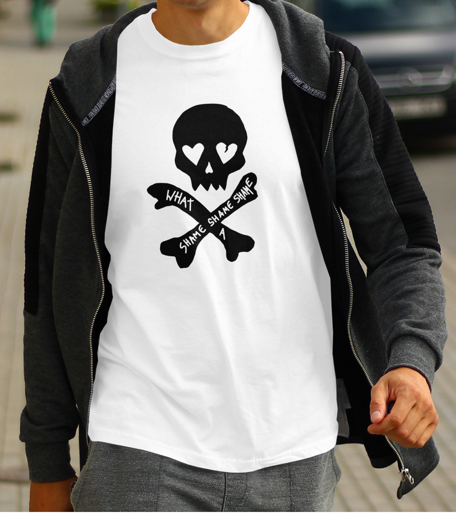 What A Shame Skull And Crossbones With Heart Eyes T-Shirt