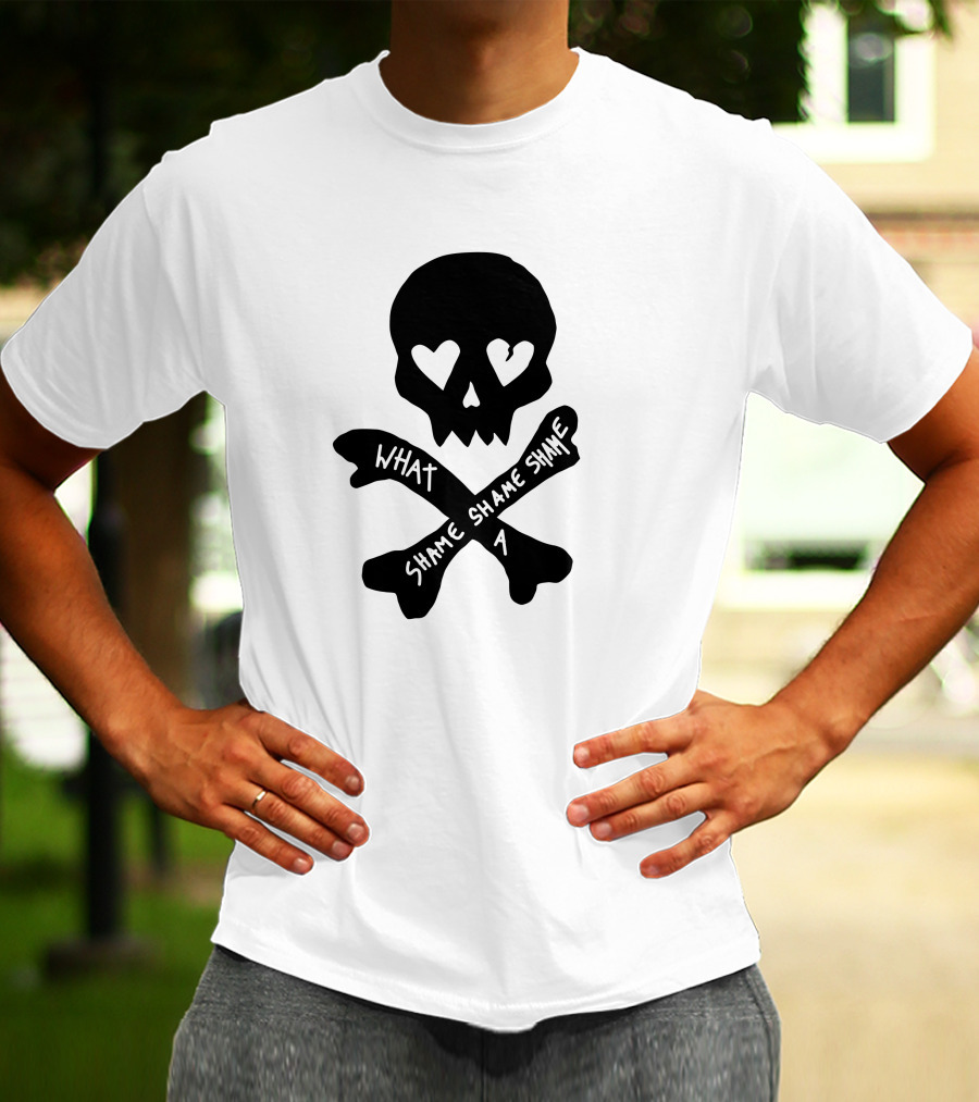 What A Shame Skull And Crossbones With Heart Eyes T-Shirt