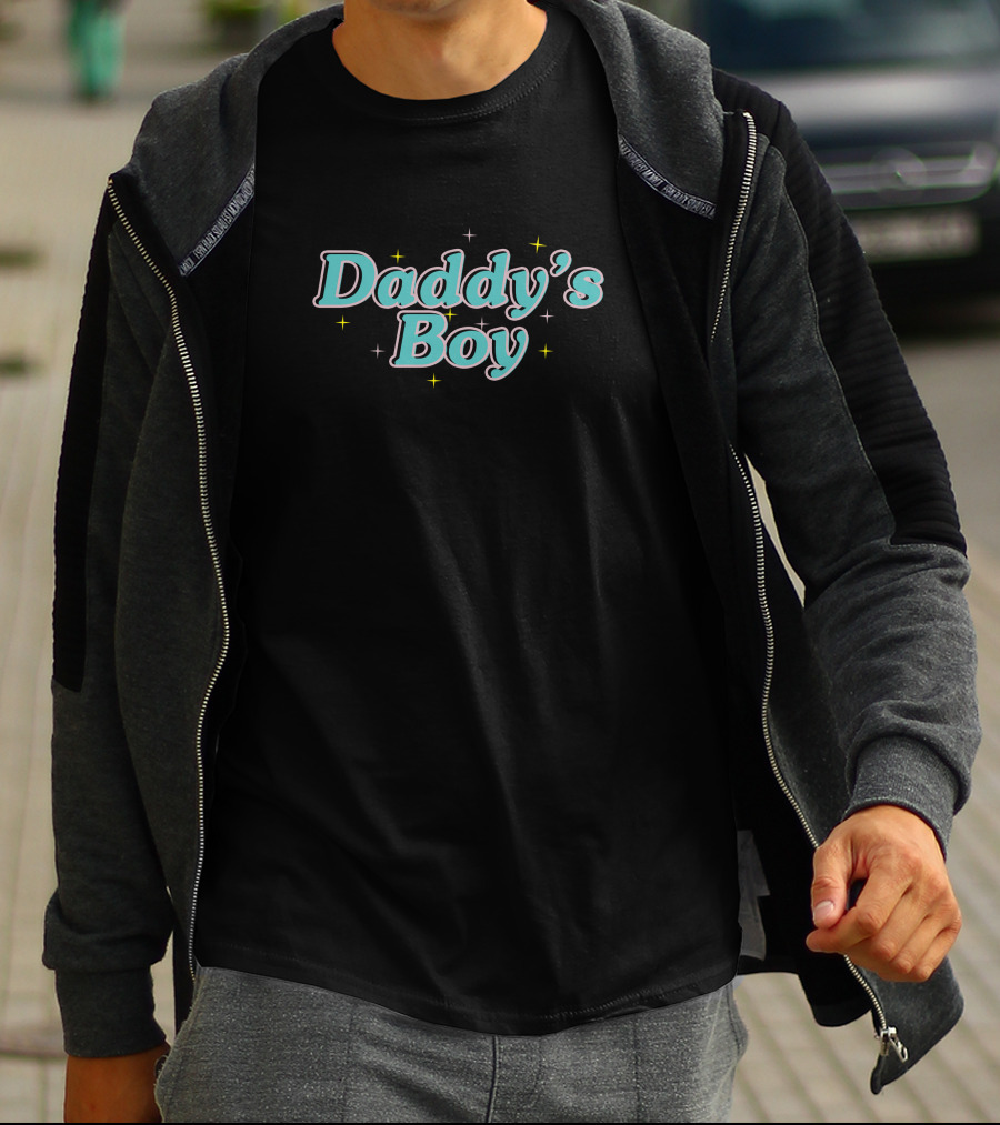 Daddy's Boy With Blue Text And Yellow Stars T-Shirt