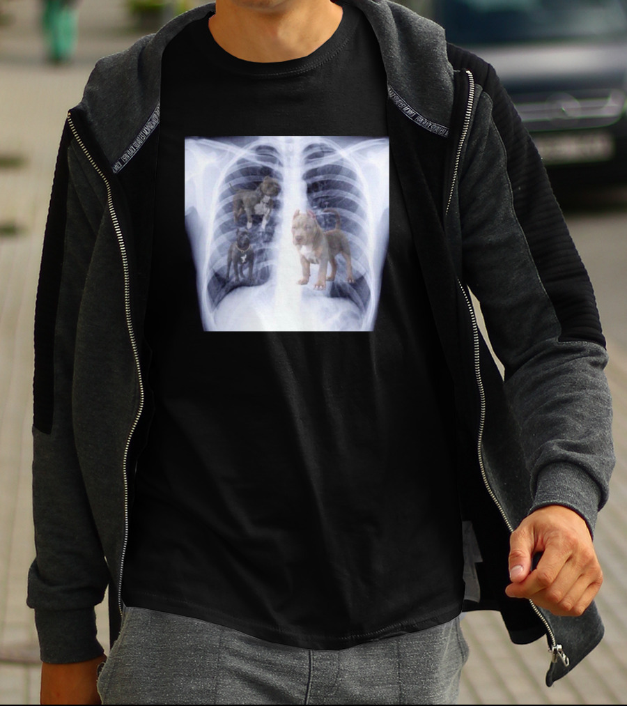 Jeremy Reaves XRay Dog Pitbulls In Chest Cavity T-Shirt