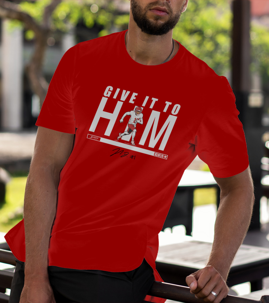 Give It To Him Football Player Signature 10 Red And White T-Shirt