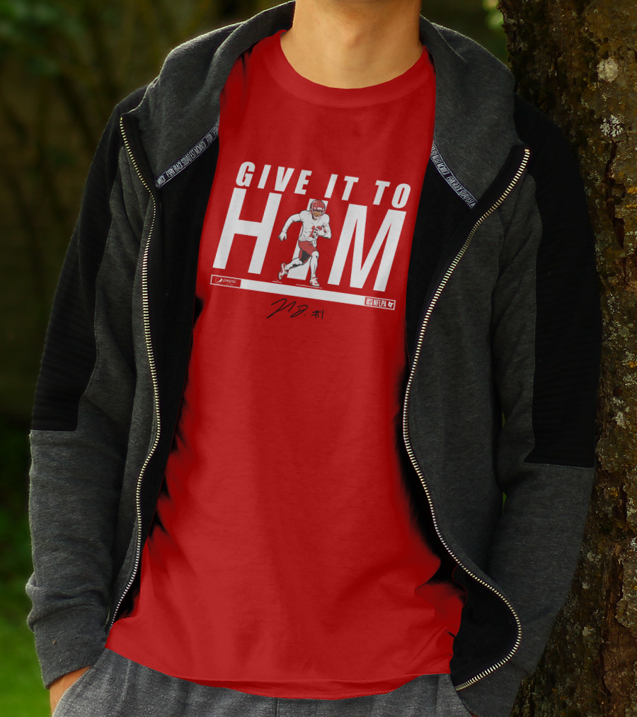 Give It To Him Football Player Signature 10 Red And White T-Shirt