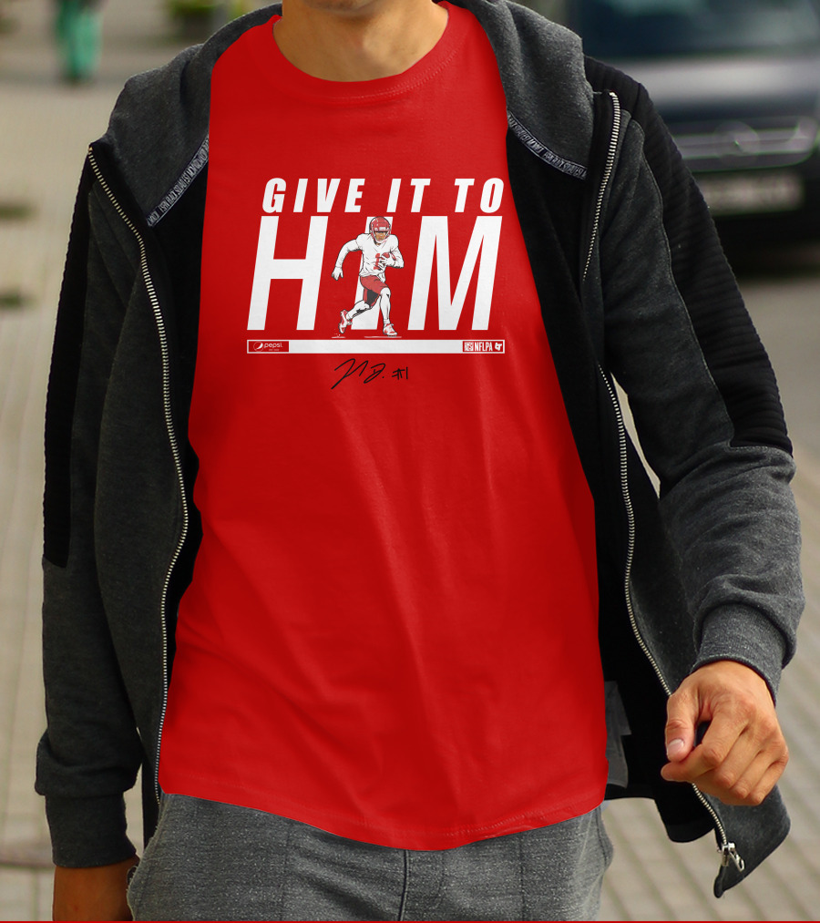 Give It To Him Football Player Signature 10 Red And White T-Shirt