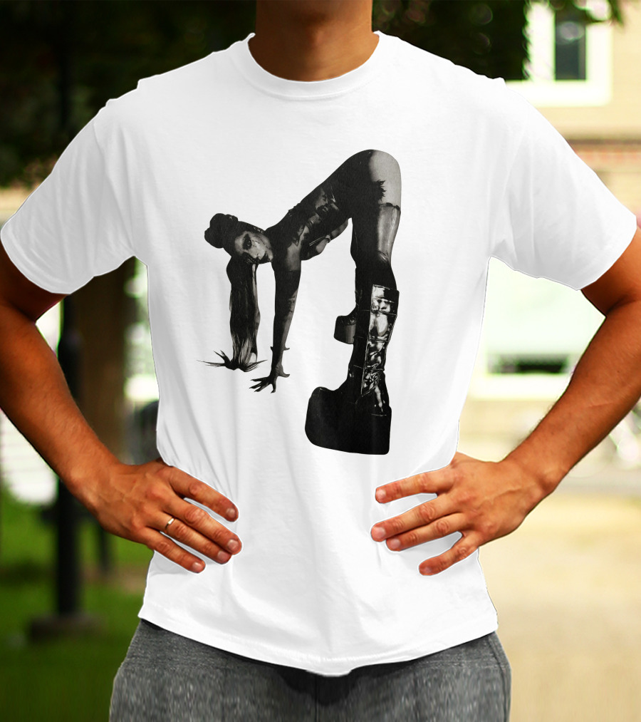 Lady Gaga Chromatica Black And White Striking Pose Platform Boots T-Shirt