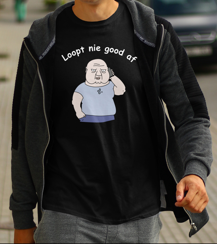 Loopt Nie Goed Af Cartoon Character On Phone T-Shirt
