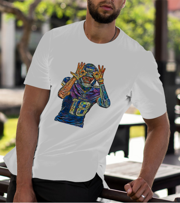 Justin Jefferson Minnesota Vikings Number 18 Griddy Dance Fan T-Shirt