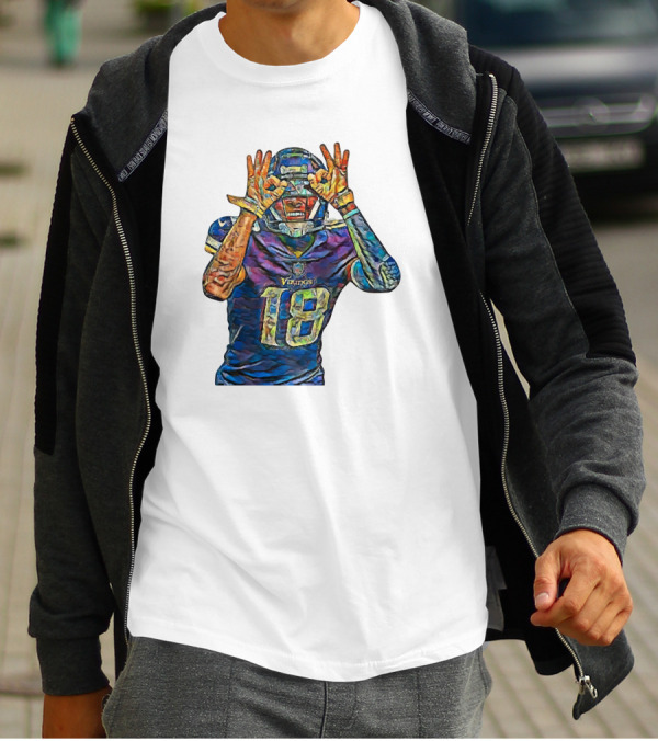 Justin Jefferson Minnesota Vikings Number 18 Griddy Dance Fan T-Shirt