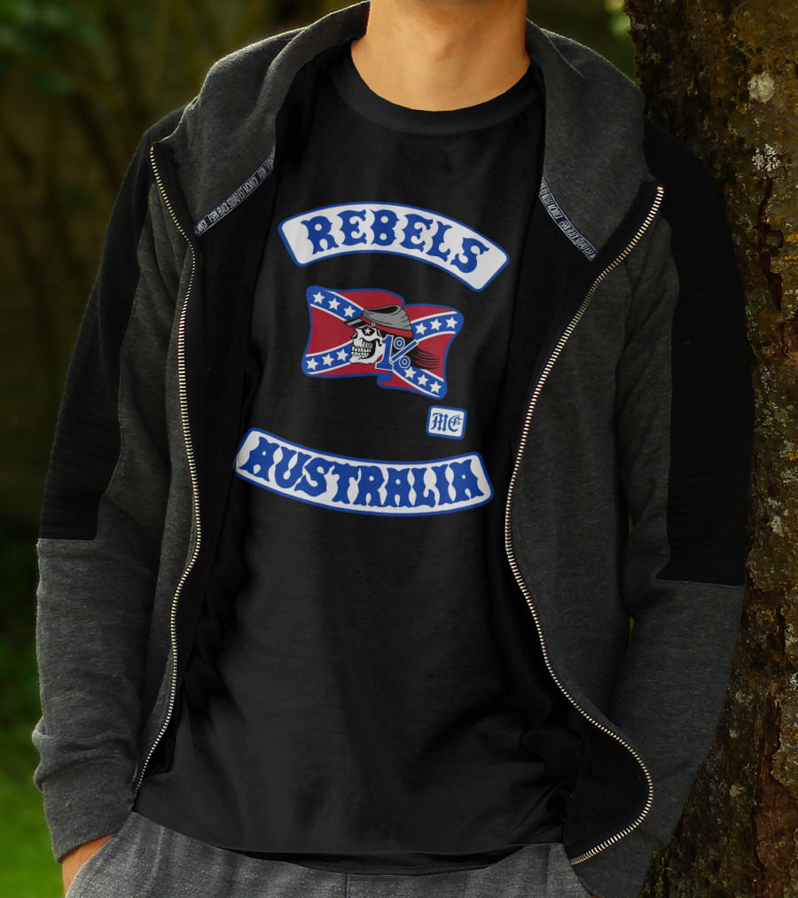 Rebels MC 1% Skull Australia Motorcycle Club Patch T-Shirt